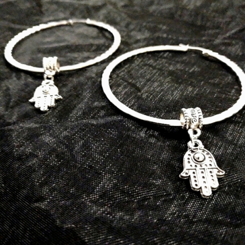Hamsa Charm Hoops